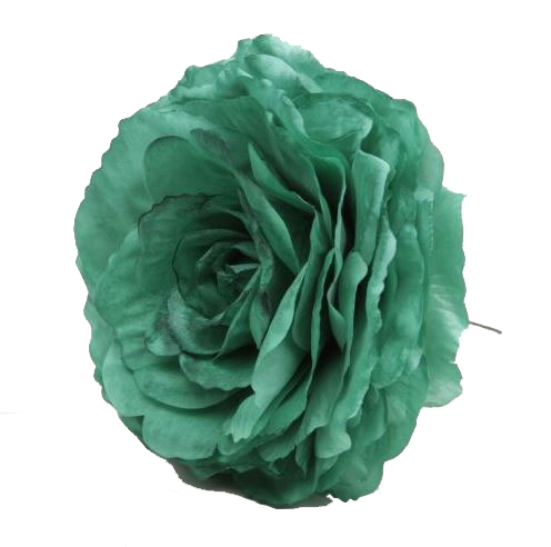 Grande Rose King. Fleur de Flamenco Vert Bouteille. 17cm